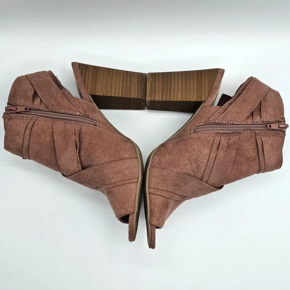 LC Lauren Conrad Mauve Ankle Boots Side Bow Zip Women’s 6.5 Feminine